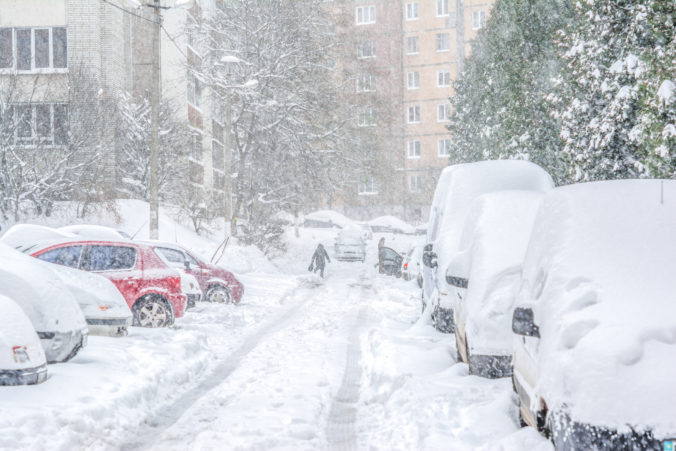 Snow covered street/ Snowstorm