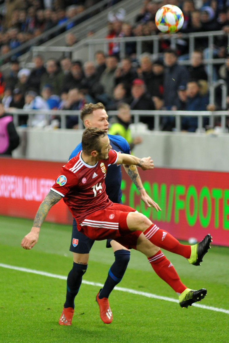 FUTBAL: Slovensko - Maďarsko (kvalifikácia o postup na ME 2020), Gergo Lovrencsics, Ondrej Duda