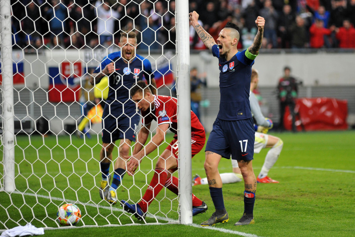 FUTBAL: Slovensko - Maďarsko (kvalifikácia o postup na ME 2020), Marek Hamšík, Juraj Kucka