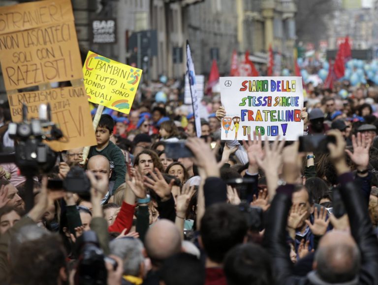 Taliansko, protest, rasizmus, Salvini