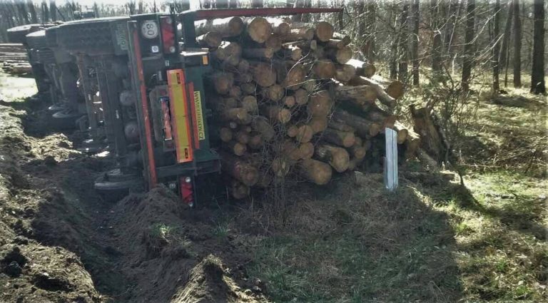 HASIČI: Nehoda kamióna s drevom