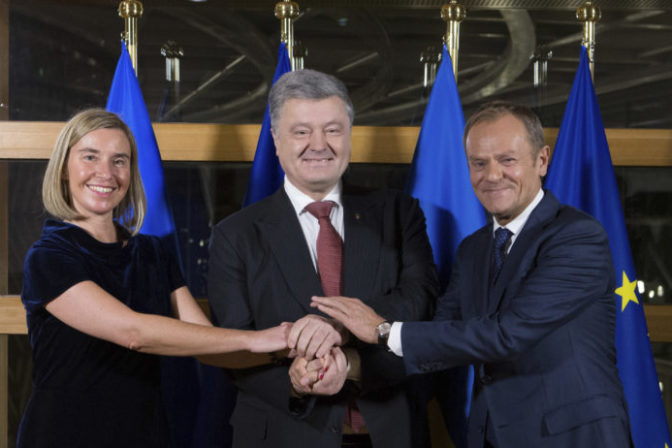 Donald Tusk, Petro Porošenko, Federica Mogheriniová