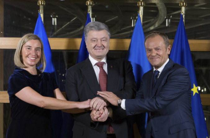 Donald Tusk, Petro Porošenko, Federica Mogheriniová