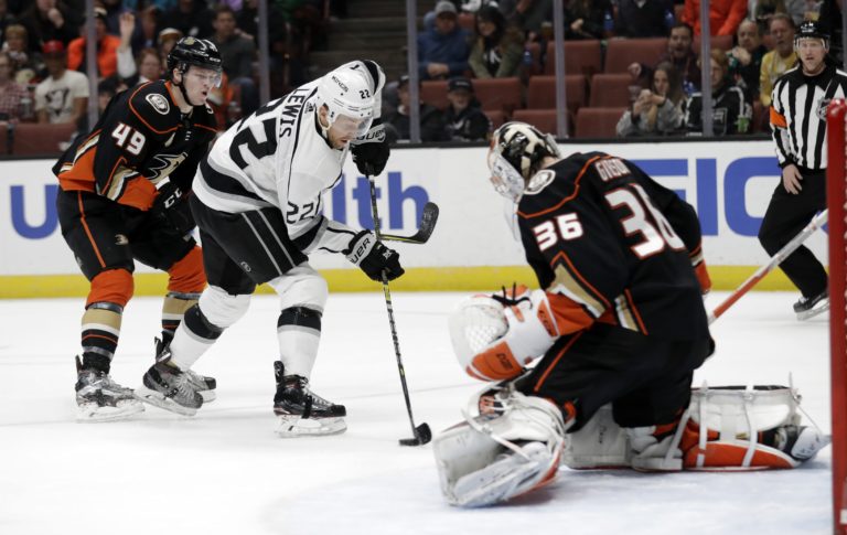 Trevor Lewis, Max Jones, John Gibson, Los Angeles Kings, Anaheim Ducks