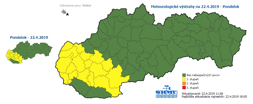 výstraha, vietor, SHMÚ