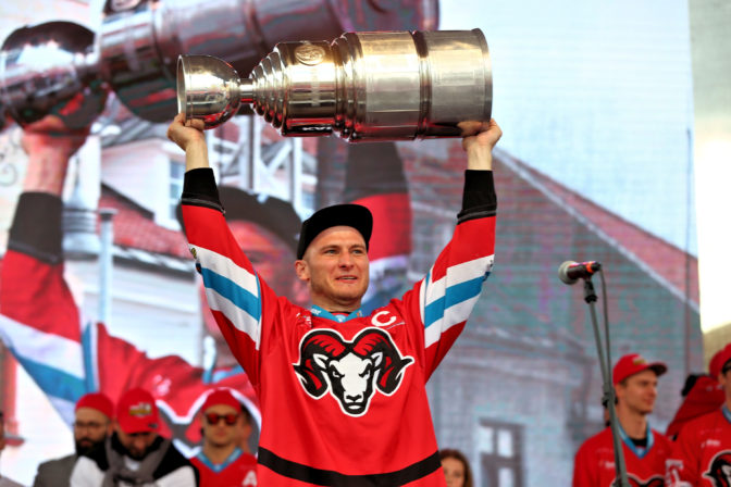 Oslava hokejového titulu v Banskej Bystrici