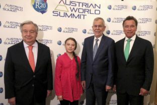 Greta Thunberg, Antonio Guterres, Alexander Van der Bellen, Arnold Schwarzenegger