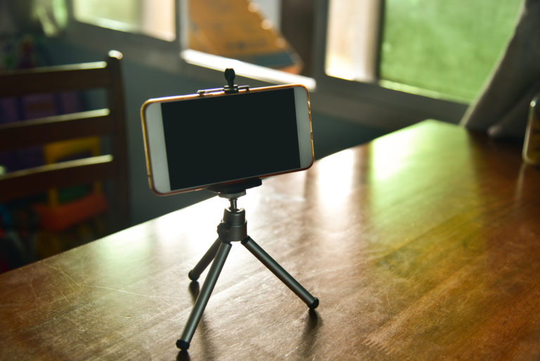 Smartphone on a tripod