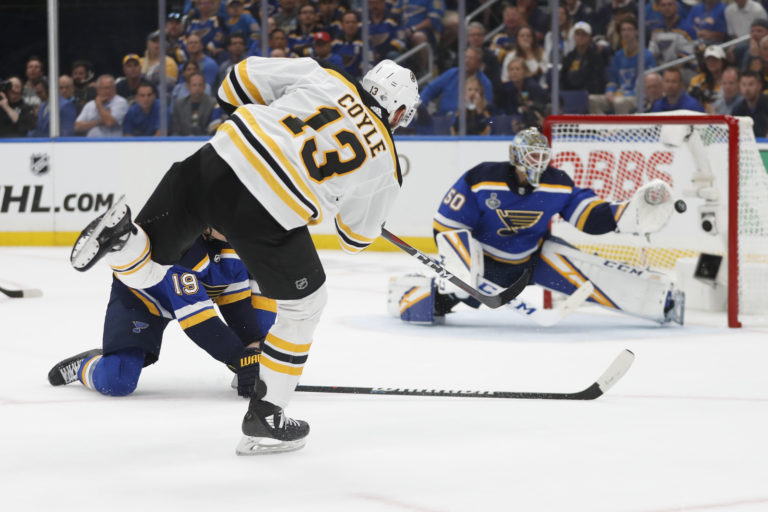 Charlie Coyle, Jordan Binnington, Boston Bruins, St. Louis Blues