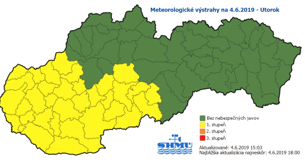 SHMÚ, výstrahy, búrky