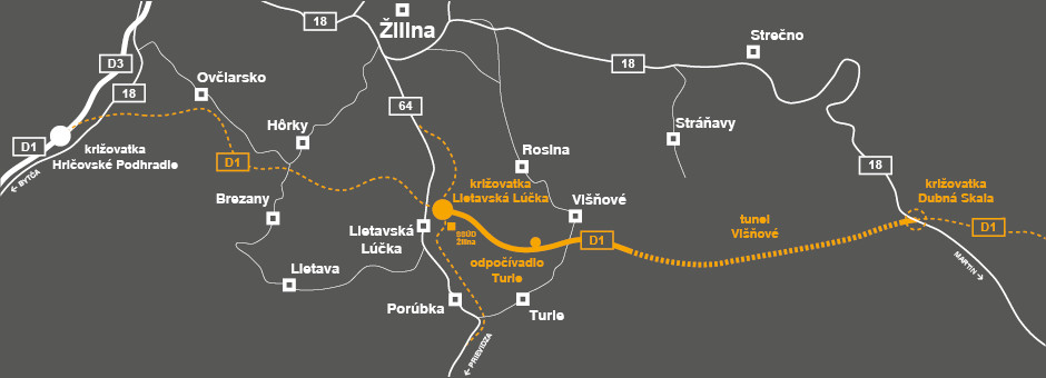 Nedokončené úseky v okolí Žiliny