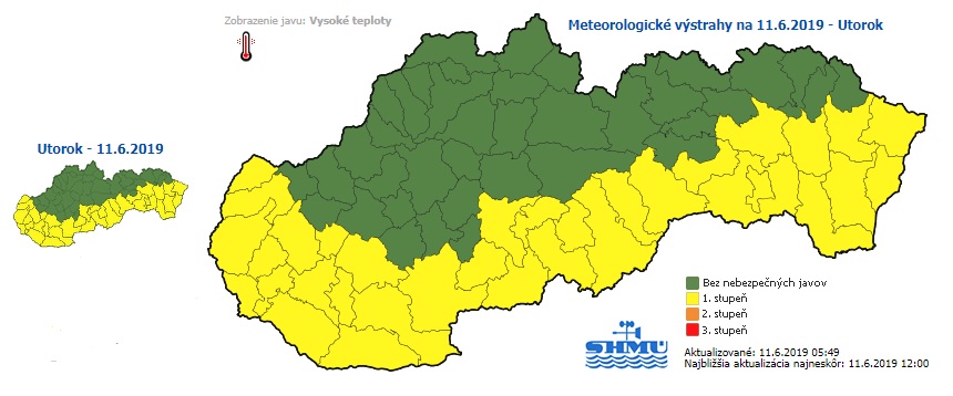 výstraha, vysoké teploty, SHMÚ