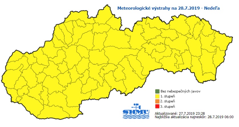 shmu, búrky, 28. júla 2019