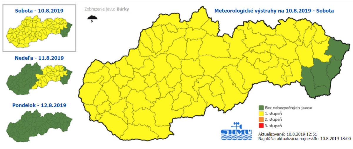 SHMÚ, búrky, výstrahy