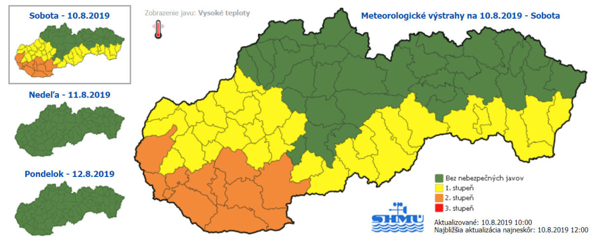 SHMÚ, výstrahy, horúčavy