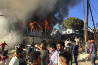 požiar, utečenecký tábor Moria, Lesbos