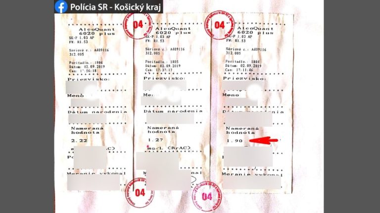 opitý šofér, štyri promile, Spišská Nová Ves