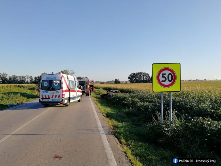 zrážka auta s autobuso, Trnava, Špačince