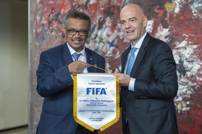 Gianni Infantino, Tedros Adhanom, FIFA, WHO