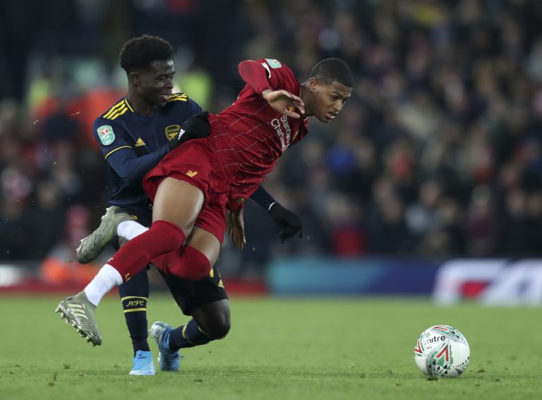 Rhian Brewster, Bukayo Saka, Arsenal FC, FC Liverpool, anglický Ligový pohár