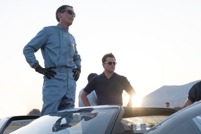 Christian Bale and Matt Damon in Twentieth Century FoxŐs FORD V. FERRARI.