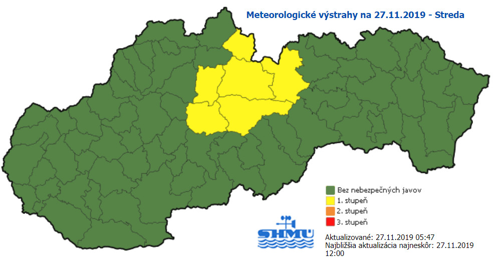 SHMÚ, výstrahy, vietor na horách