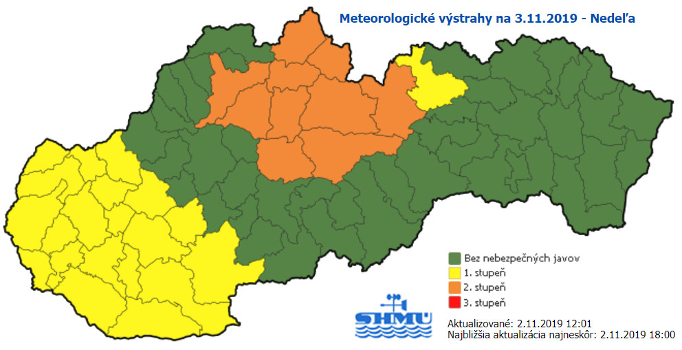 Silný vietor, SHMÚ