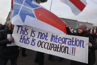Protest proti integrácii Bieloruska a Ruska