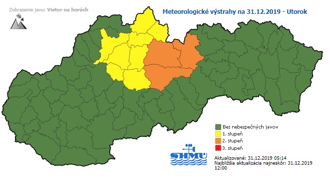 Vietor na horách, výstraha