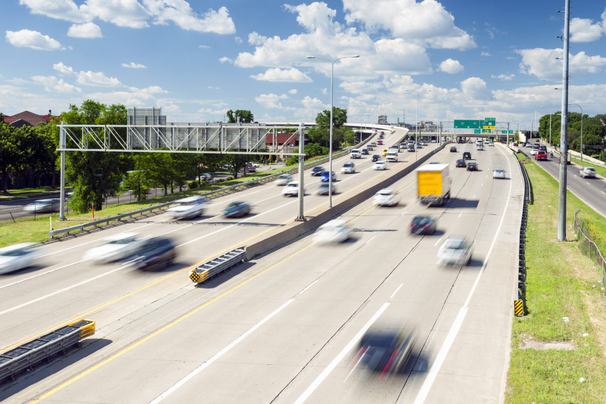 Moderate traffic on the highway, USA