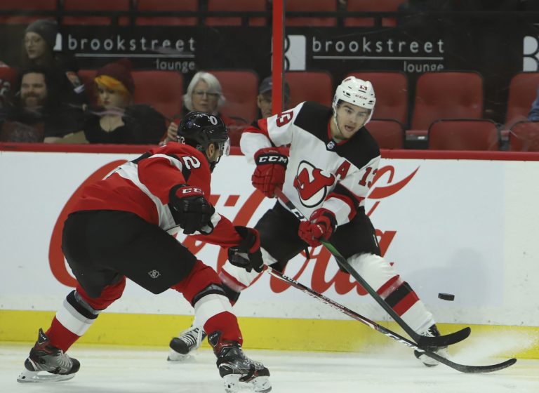 Nico Hischier, Dylan DeMelo, NHL, Ottawa Senators, New Jersey Devils