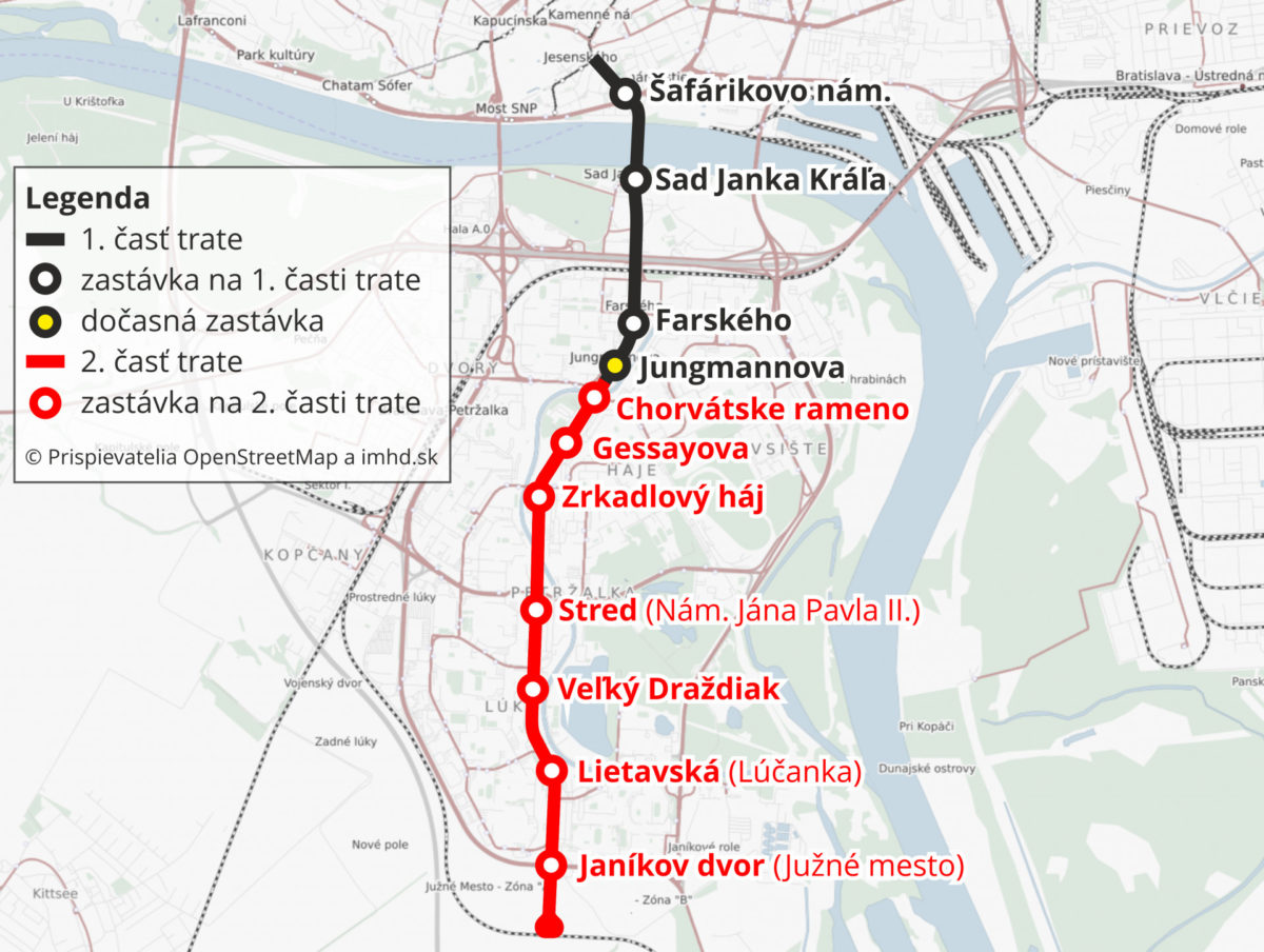 Plánované trasovanie električkovej trate v Petržalke