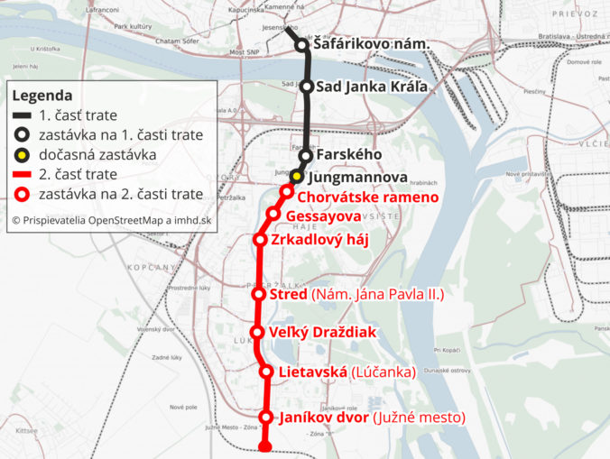 Plánované trasovanie električkovej trate v Petržalke