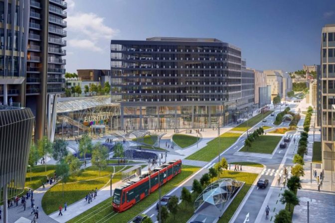 Vizualizácia novej električkovej trate medzi OC Eurovea a SND