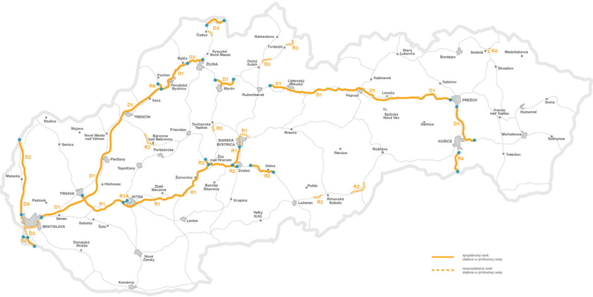 Spoplatnené úseky diaľničnou známkou