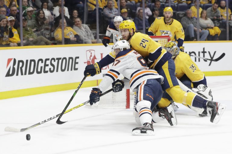Connor McDavid, Jarred Tinordi, Edmonton Oilers, Nashville Predators, NHL