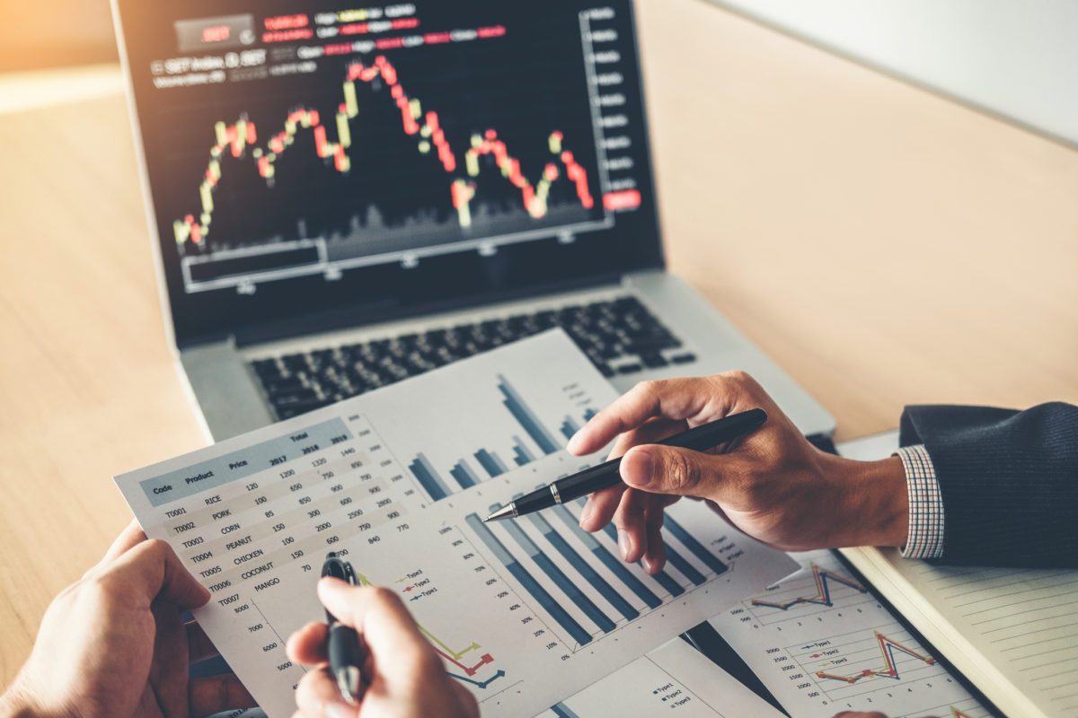 Business Team Investment Entrepreneur Trading discussing and analysis graph stock market trading,stock chart concept