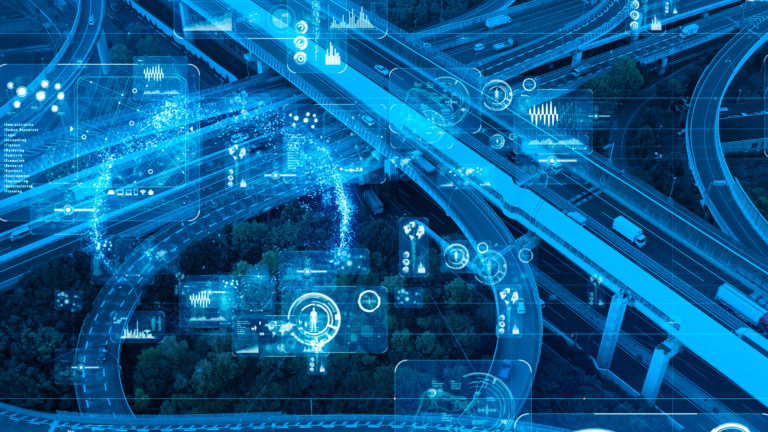 Transportation and technology concept. ITS (Intelligent Transport Systems).