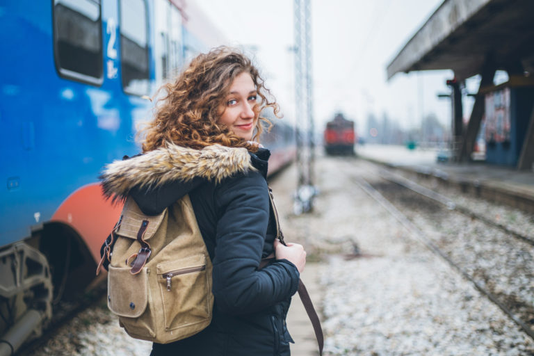 Woman on a road trip