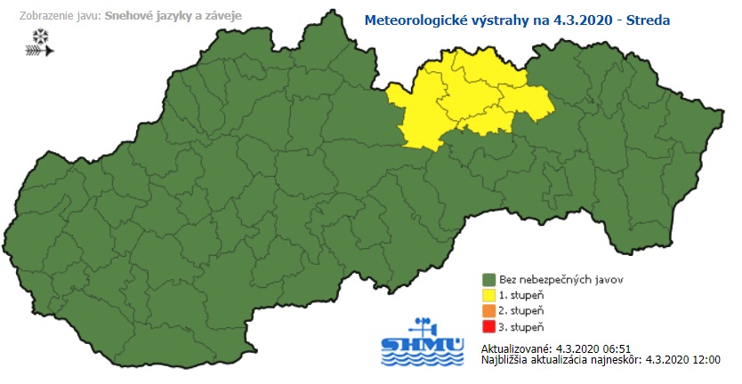 Výstraha pred snehovými závejmi