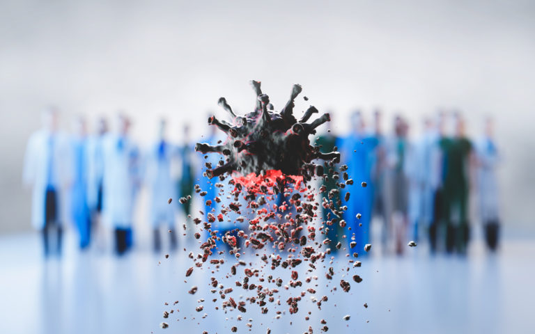 Coronavirus defeated by doctors and scientists. Virus breaking up into pieces