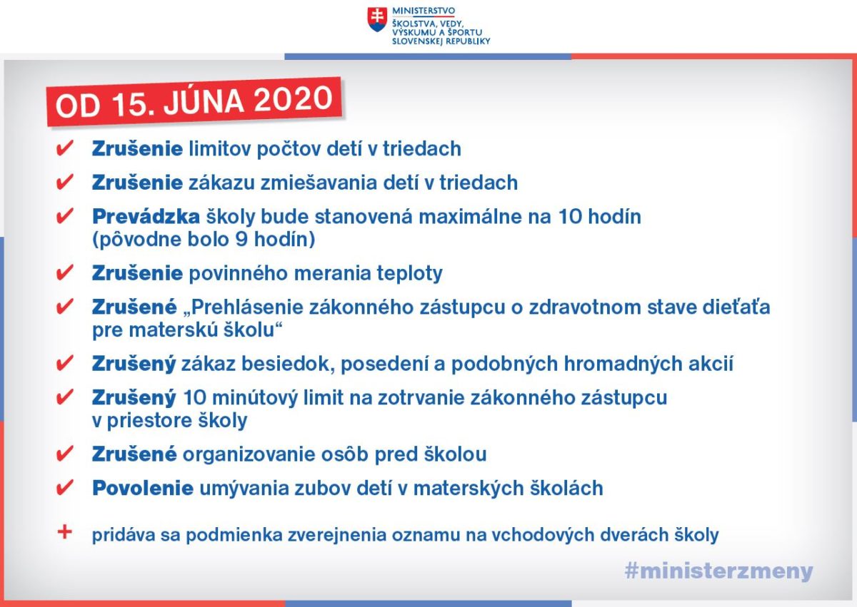 Ministerstvo školstva, zmeny, koronavirus