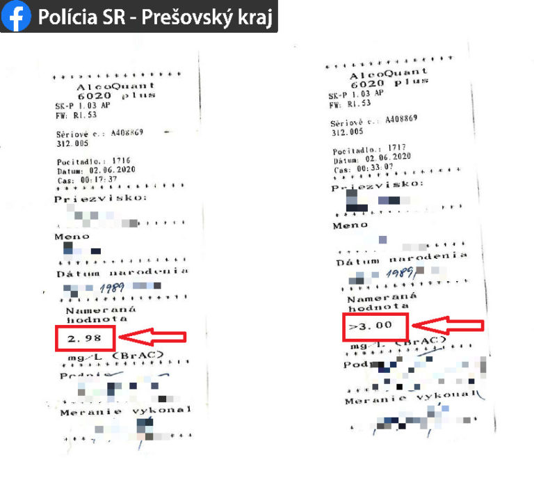 Alkohol za volantom, Vranov nad Topľou