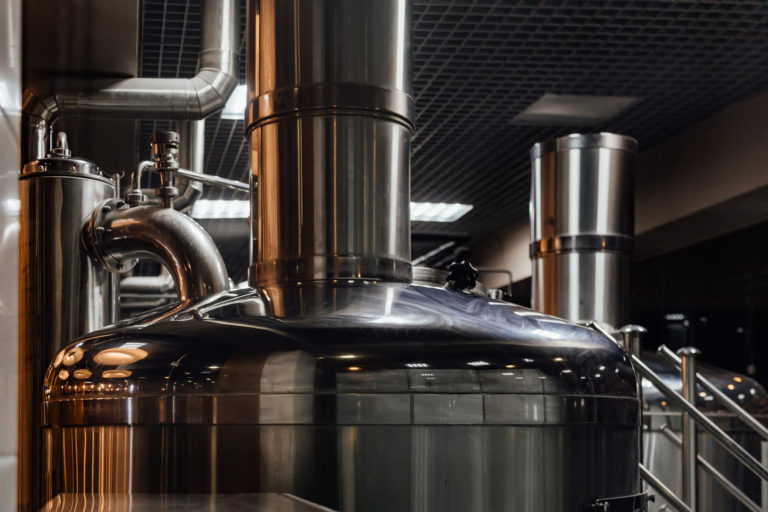 Craft beer production line in private microbrewery