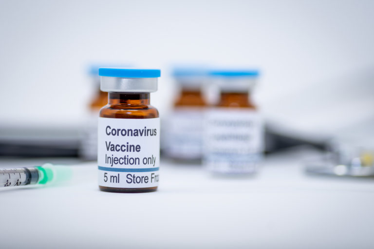 Coronavirus vaccine vial in hospital
