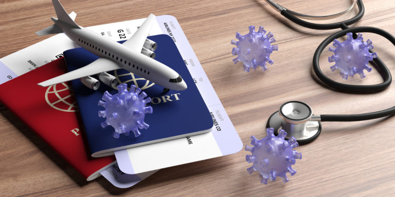 Flu coronavirus and doctor stethoscope on wood. 3d illustration