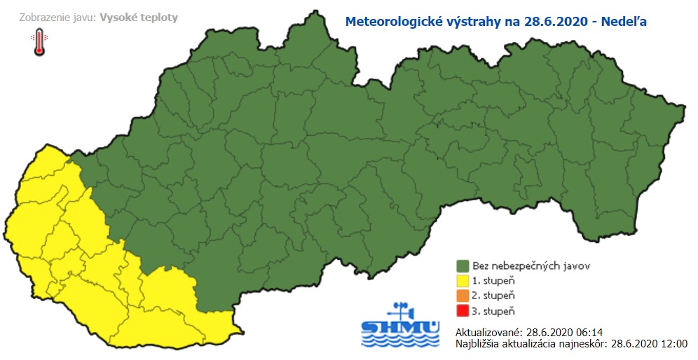 Výstraha, teplo, shmu