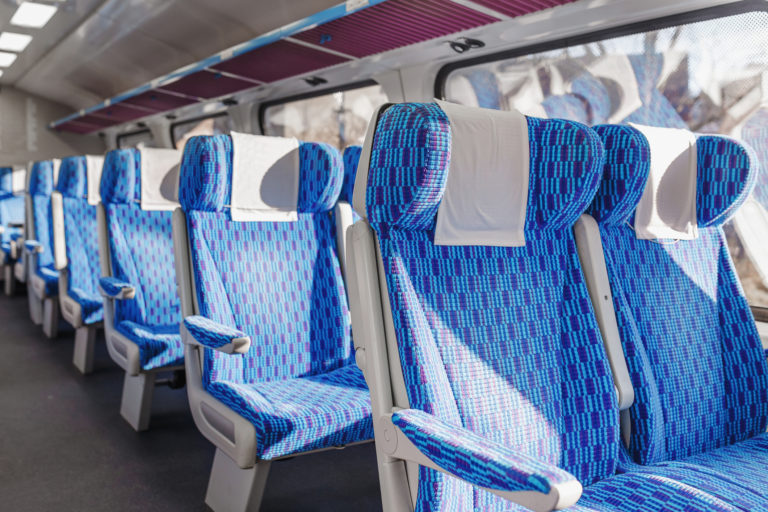 Emtpy first class interior of the train in Europe