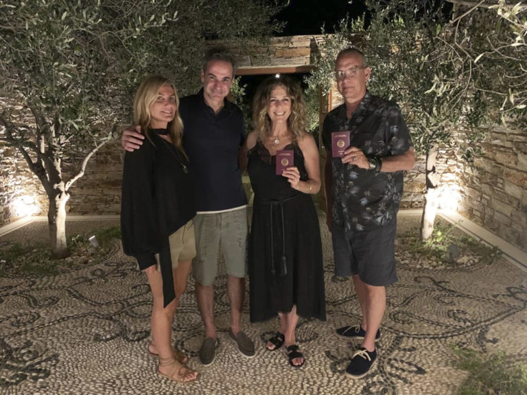 Tom Hanks, Rita Wilson, Kyriakos Mitsotakis, Mareva Grabowski-Mitsotakis