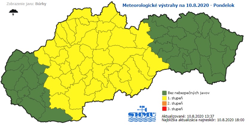 Búrka, leto, výstrahy